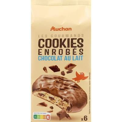 Auchan Cookies enrobés de chocolat au lait x6, 180g