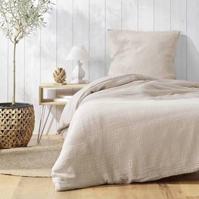 3574386449861 - Douceur D Interieur - Parure De Lit Double Gaze De Coton Angelia Sable
