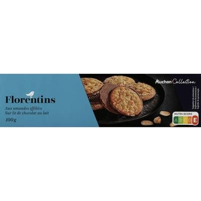 Auchan Collection Florentins aux amandes effilées sur lit de chocolat au lait, 100g