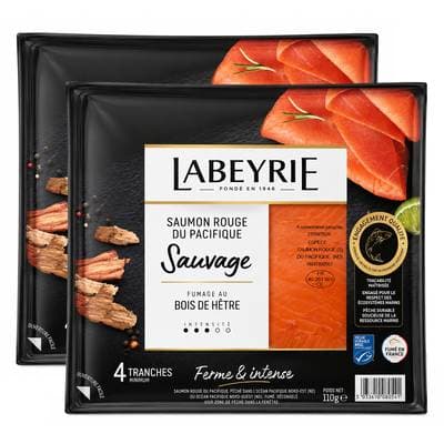 Labeyrie Saumon Sauvage Fumé Rouge du Pacifique, lot de 2x110g