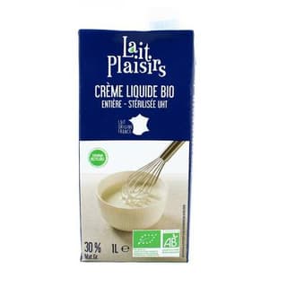 Lait Plaisirs Crème entière liquide bio UHT, 1l