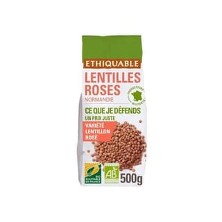 Paysans d'ici - Commerce Equitable Lentilles Roses Normandie Bio, 500g