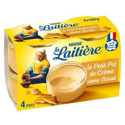 La laitière Petit pot de crème dessert biscuit, 4x100g