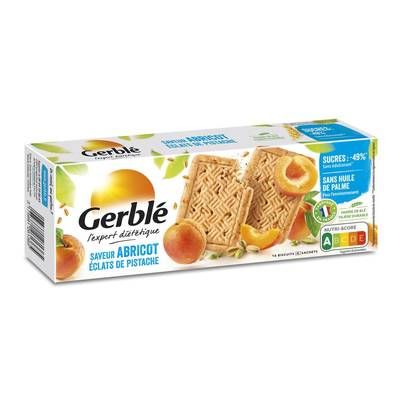 Gerblé Teneur Réduite 16 Biscuits Saveur Abricot et Eclats de Pistaches -49% de sucres en moins, 160g