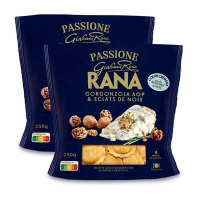 Giovanni Rana Raviolis Frais Gorgonzola AOP & Eclats de Noix, Lot de 2x250g