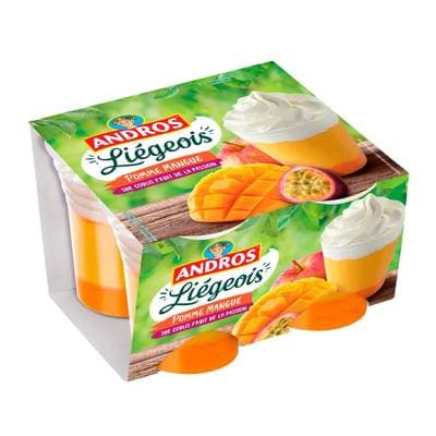 Andros Liégeois pomme mangue passion, 4x100g