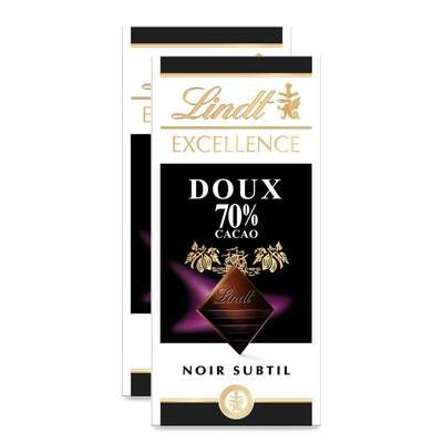 Lindt Excellence Noir 70% doux, Lot de 2x100g
