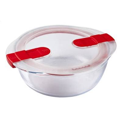 3426470279666 - Pyrex Cook & Heat - Plat en verre rond avec couvercle spécial micro-ondes