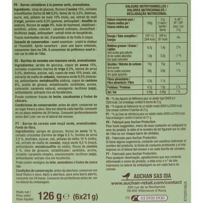 3596710002467 - Auchan - Barres de céréales à la pomme verte