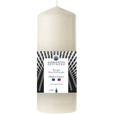 Ambiances Devineau Bougie cylindrique non parfumée Ivoire, 17 cm