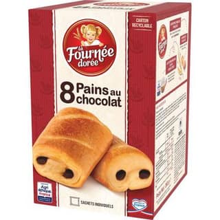 Fournée Dorée Pains au Chocolat pur beurre, 8 pains - 360g