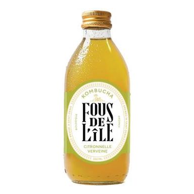 Fous de L'Ile Kombucha citronnelle verveine bio, 33cl