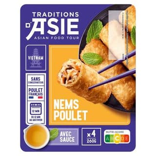 Tradition d'asie Nem Poulet Sauce Nuoc Mam, 4 pièces - 260g