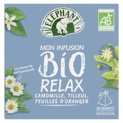 Elephant Infusion bio relax camomille tilleul et feuilles d'oranger, 20 sachets
