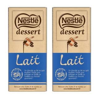 Nestlé Dessert Chocolat à pâtisser au lait, Lot de 2x170g