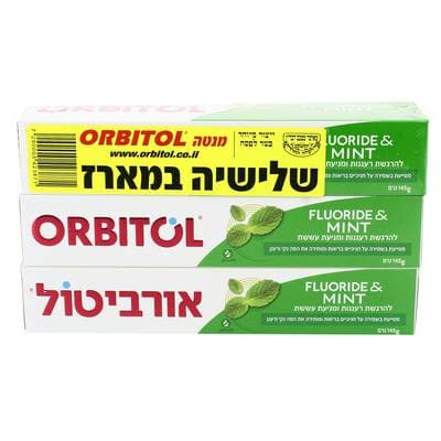 Orbitol Dentifrice Menthe, 3 x 145g