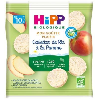 Hipp - Mon Goûter Plaisir Galettes de Riz à la Pomme Bio Bébé Dès 10 mois, 30g
