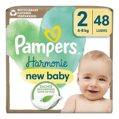 Pampers Harmonie Couches Bébé 4 -8 kg T2, 48 couches