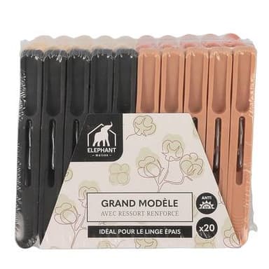 Elephant Pinces à linge plastique, 20 pièces