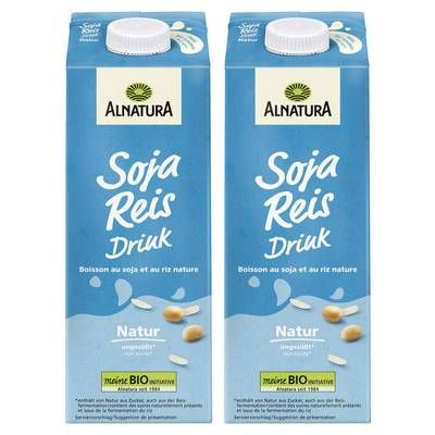 Alnatura Soja Riz Boisson Végétale Bio, Lot de 2x1L
