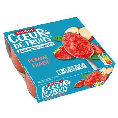 Andros Compote pomme fraise morceaux sans sucre ajouté, 4x100g