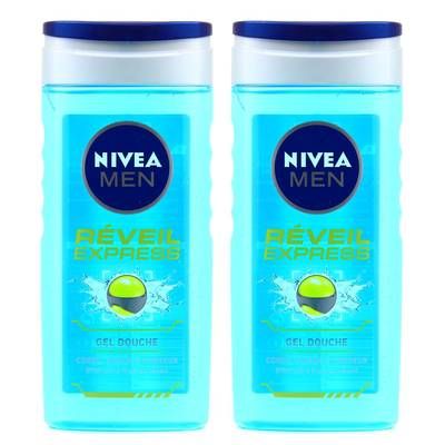 Nivea Men Gel douche Réveil Express 3en1, Lot de 2x250ml