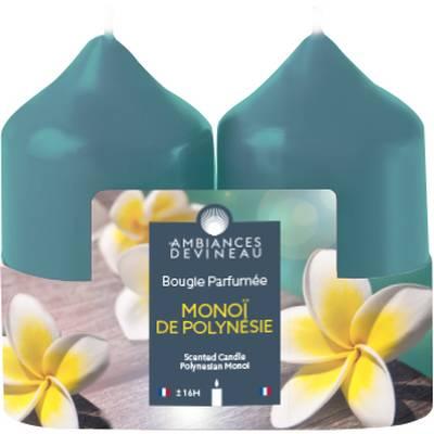 3482356614709 - Ambiances Devineau - 2 bougies cylindrique Monoï de Polynésie