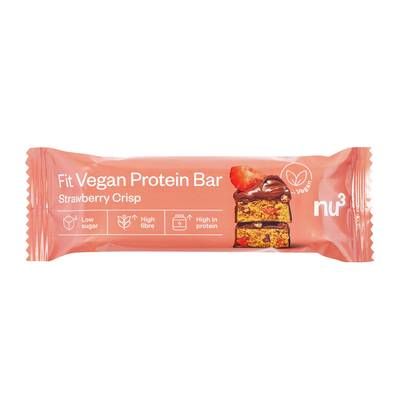NU3 Barre Protéinée Fraise Croquante - Fit Vegan Bar Fraise Croquante, 50g