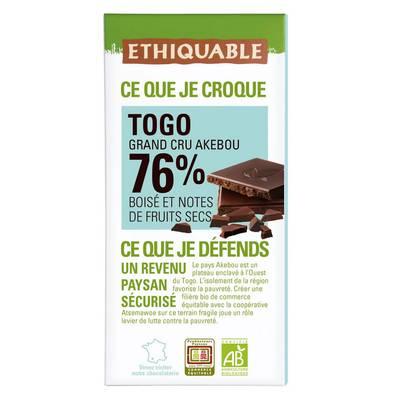 3760278865677 - Ethiquable - Commerce Equitable - Chocolat Noir 76% Cacao Bio du Togo