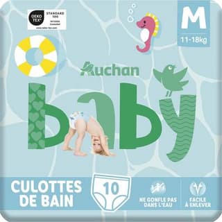 Auchan Baby Couches maillot de bain Taille M - 11-18kg, 10 couches-culottes