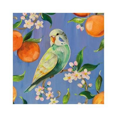 Paperproducts Design Serviettes en papier Perruche et Oranges, 20 serviettes de 33 x 33 cm