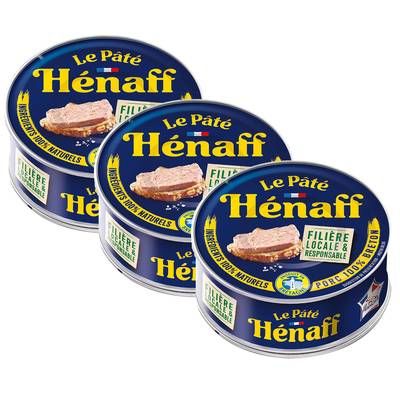 Henaff Pâté de porc au sel de Guérande, Lot de 3x78g