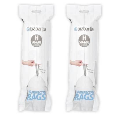 Brabantia Sacs poubelle 50-60L - Taille H, Lot de 2x10 sacs de 50-60L