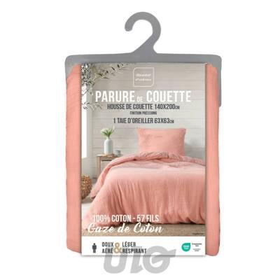 3574386449878 - Douceur D Interieur - Parure de lit double gaz de coton Angelia Rose
