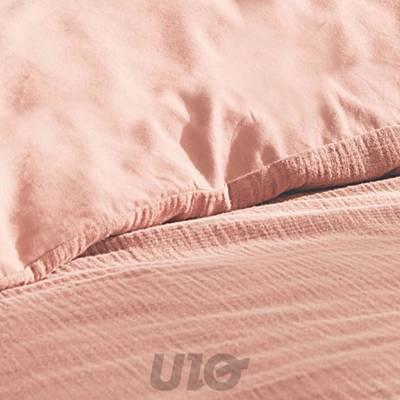 3574386449878 - Douceur D Interieur - Parure de lit double gaz de coton Angelia Rose