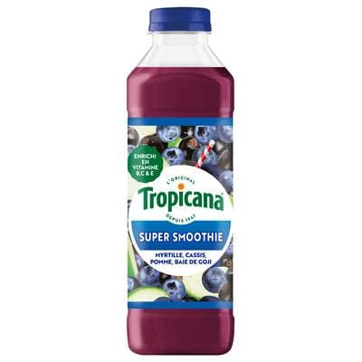 Tropicana Super smoothie myrtille, cassis, pomme, baie de goji, 75cl