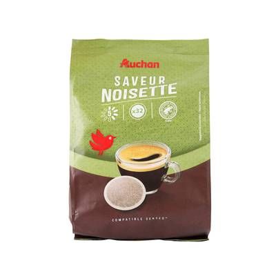 Auchan Dosettes de café saveur noisette, 32 dosettes