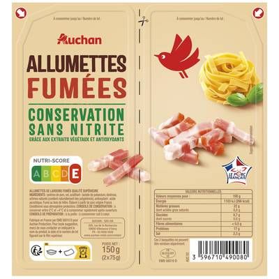 Auchan Allumettes Fumées Sans Nitrite, 2x75g