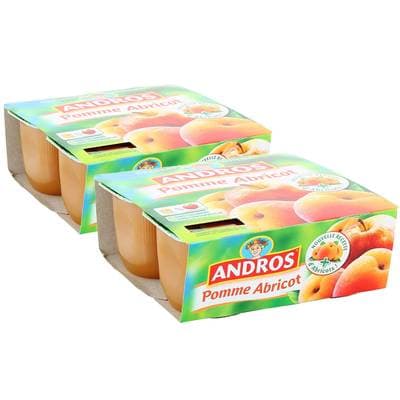 Andros Compote pomme abricot, Lot de 2 - 4x100g
