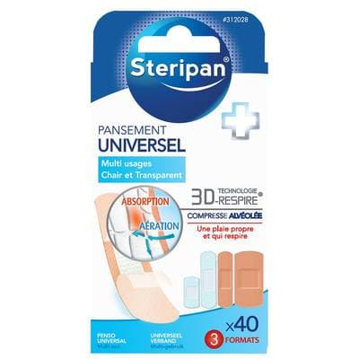 Steripan Pansement mix universel et transarent - 4 formats, 40 pansements