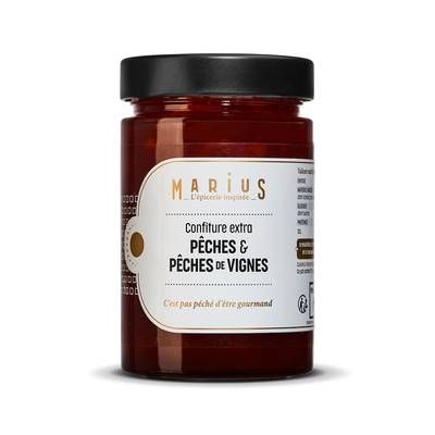 Marius, L'Épicerie Inspirée Confiture Extra Pêches et Pêches de Vigne, 375g