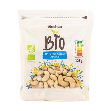 Auchan BIO Noix de Cajou Naturel Bio, 125g