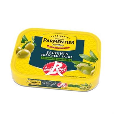 Parmentier Sardines à l'Huile d'olive vierge extra Label Rouge, 135g