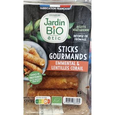Jardin Bio Etic Sticks Gourmands Emmental & Lentilles Coraïl, 185g