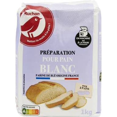 Auchan Farine pour pain blanc sans levure, 1kg