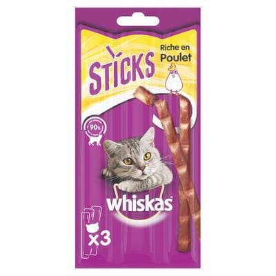 Whiskas Sticks Poulet - Friandise pour chat adulte, 3x6g