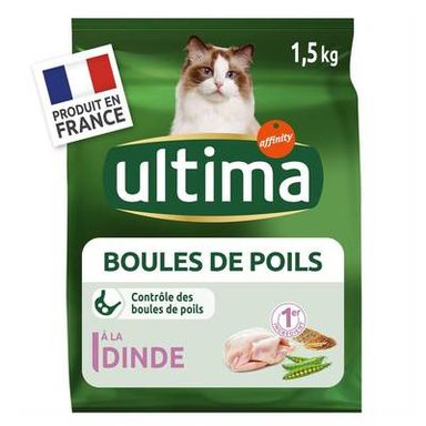 Affinity - Ultima Croquettes Dinde Contrôle boules de poils pour chat adulte, 1.5kg