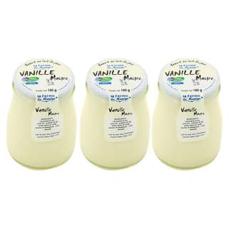 La Ferme du manège Yaourt maigre Vanille, Lot de 3x180g