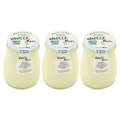 La Ferme du manège Yaourt maigre Vanille, Lot de 3x180g