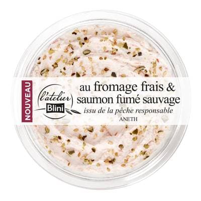Atelier Blini Tartinable au Fromage Frais & Saumon Fumé Sauvage, Aneth, 140g